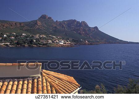 France, Massif de l' Esterel, Cote d' Azur, Provence, Var, Europe, Scenic view of Corniche de l' Esterel, red rocky coast, on the Mediterranean Sea. View Large Photo Image Stock Image - France, Massif de l' Esterel, Cote d' Azur, Provence, Var, Europe, Scenic view of Corniche de l' Esterel, red rocky coast, on the Mediterranean Sea.. Fotosearch