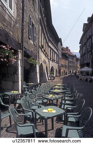 France, outdoor cafT, Annecy, Haute-Savoie, Rhone-Alpes, Europe, Outdoor cafe along a narrow pedestrian street in the old town of Annecy. View Large Photo Image Stock Image - France, outdoor cafT, Annecy, Haute-Savoie, Rhone-Alpes, Europe, Outdoor cafe along a narrow pedestrian street in the old town of Annecy. . Fotosearch
