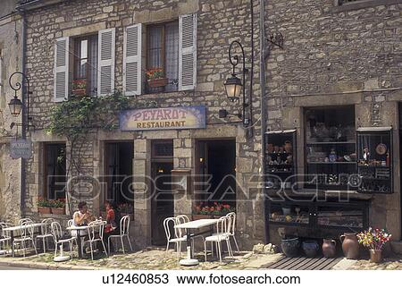 France, outdoor cafT, Vezelay, Burgundy, Yonne, wine region, Bourgogne, Europe, Outdoor cafT along the street in Vezelay in the wine region of Burgundy. View Large Photo Image Stock Image - France, outdoor cafT, Vezelay, Burgundy, Yonne, wine region, Bourgogne, Europe, Outdoor cafT along the street in Vezelay in the wine region of Burgundy.. Fotosearch