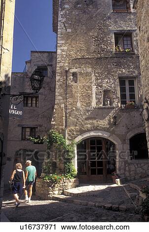 France, St. Paul de Vence, Cote d' Azur, Provence, Alpes-Maritimes, Europe, Shops along the narrow cobbled streets in the hilltop village of Saint Paul de Vence. View Large Photo Image Stock Image - France, St. Paul de Vence, Cote d' Azur, Provence, Alpes-Maritimes, Europe, Shops along the narrow cobbled streets in the hilltop village of Saint Paul de Vence.. Fotosearch