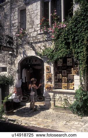 France, St. Paul de Vence, Cote d' Azur, Provence, Alpes-Maritimes, Europe, Gift shop along the narrow streets in the hilltop village of Saint Paul de Vence. View Large Photo Image Stock Photography - France, St. Paul de Vence, Cote d' Azur, Provence, Alpes-Maritimes, Europe, Gift shop along the narrow streets in the hilltop village of Saint Paul de Vence.. Fotosearch