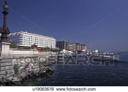 Geneva, Switzerland, Lake Geneva, Buildings along Lac Leman in Geneva. View Large Photo Image Stock Photo - Geneva, Switzerland, Lake Geneva, Buildings along Lac Leman in Geneva.. Fotosearch