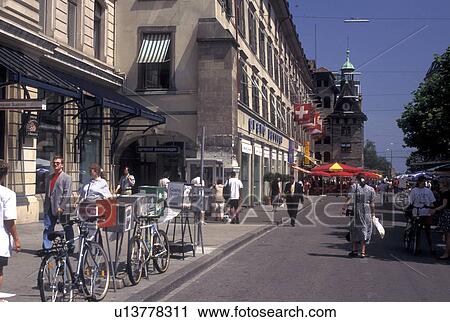 Geneva, Switzerland, Shops along Place du Molard in the old town of the city of Geneva View Large Photo Image Stock Image - Geneva, Switzerland, Shops along Place du Molard in the old town of the city of Geneva . Fotosearch