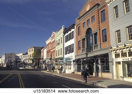 Georgetown, Washington, DC, District of Columbia, Buildings along Wisconsin Avenue in downtown Georgetown. View Large Photo Image Picture - Georgetown, Washington, DC, District of Columbia, Buildings along Wisconsin Avenue in downtown Georgetown.. Fotosearch