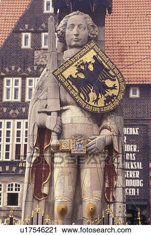 Germany, Bremen, Europe, Statue of Roland erected in 1404 Am Markt in downtown Bremen. View Large Photo Image Stock Image - Germany, Bremen, Europe, Statue of Roland erected in 1404 Am Markt in downtown Bremen.. Fotosearch