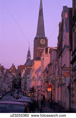 Stock Image -  Germany, Lubeck, Schleswig-Holstein, Europe, Downtown Lubeck. Fotosearch