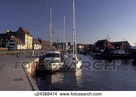 Germany, Wismar, Europe, Mecklenburg-Pomerania, Baltic Sea, Boats docked in the harbor along the Baltic Sea in Wismar. View Large Photo Image Picture - Germany, Wismar, Europe, Mecklenburg-Pomerania, Baltic Sea, Boats docked in the harbor along the Baltic Sea in Wismar.. Fotosearch