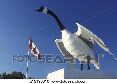 Stock Image -  goose, Canada, Wawa, Ontario, Statue of Canadian wild goose at the Wawa Visitor Center in Ontario.. Fotosearch