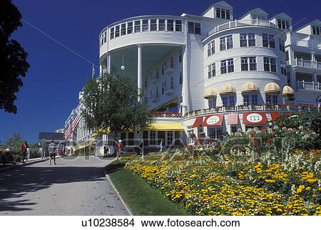 Grand Hotel, Mackinac Island, MI, Lake Huron, Michigan, Historic Grand Hotel on Mackinac Island. View Large Photo Image Picture - Grand Hotel, Mackinac Island, MI, Lake Huron, Michigan, Historic Grand Hotel on Mackinac Island.. Fotosearch