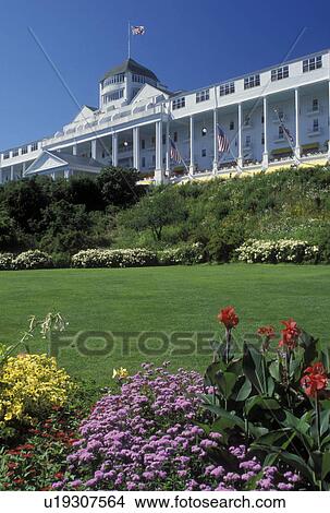 Grand Hotel, Mackinac Island, MI, Lake Huron, Michigan, Historic Grand Hotel on Mackinac Island. View Large Photo Image Picture - Grand Hotel, Mackinac Island, MI, Lake Huron, Michigan, Historic Grand Hotel on Mackinac Island.. Fotosearch