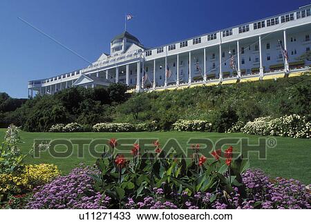 Grand Hotel, Mackinac Island, MI, Lake Huron, Michigan, Historic Grand Hotel on Mackinac Island. View Large Photo Image Stock Image - Grand Hotel, Mackinac Island, MI, Lake Huron, Michigan, Historic Grand Hotel on Mackinac Island.. Fotosearch