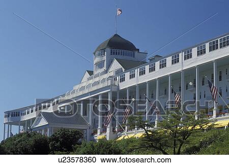Grand Hotel, Mackinac Island, MI, Lake Huron, Michigan, Historic Grand Hotel on Mackinac Island. View Large Photo Image Stock Image - Grand Hotel, Mackinac Island, MI, Lake Huron, Michigan, Historic Grand Hotel on Mackinac Island.. Fotosearch