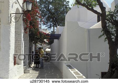 Greece, Ios, Greek Islands, Cyclades, Hora, Europe, Village of Hora on Ios Island on the Aegean Sea. View Large Photo Image Stock Photography - Greece, Ios, Greek Islands, Cyclades, Hora, Europe, Village of Hora on Ios Island on the Aegean Sea.. Fotosearch