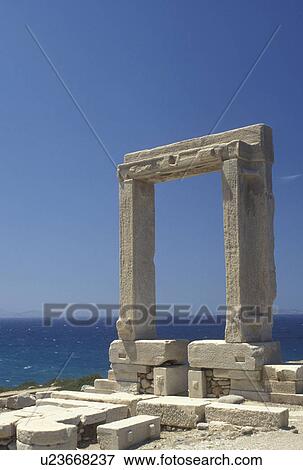 Stock Photo -  Greece, Naxos, Greek Islands, Cyclades, Europe, Temple of Apollo on Naxos Island on the Aegean Sea.. Fotosearch