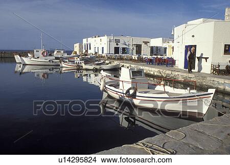 Greece, Paros, Greek Islands, Naoussa, Cyclades, Europe, Fishing boats docked in Naoussa Harbor on Paros Island on the Aegean Sea. View Large Photo Image Picture - Greece, Paros, Greek Islands, Naoussa, Cyclades, Europe, Fishing boats docked in Naoussa Harbor on Paros Island on the Aegean Sea.. Fotosearch