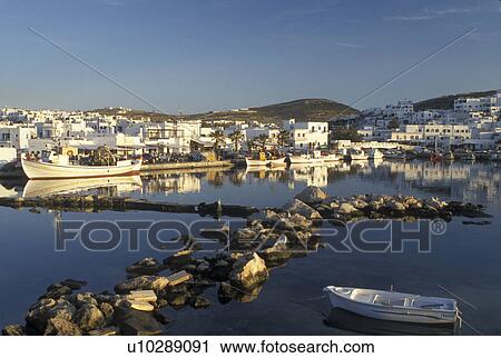 Greece, Paros, Greek Islands, Naoussa, Cyclades, Europe, Fishing boats docked in Naoussa Harbor on Paros Island on the Aegean Sea. View Large Photo Image Stock Image - Greece, Paros, Greek Islands, Naoussa, Cyclades, Europe, Fishing boats docked in Naoussa Harbor on Paros Island on the Aegean Sea.. Fotosearch