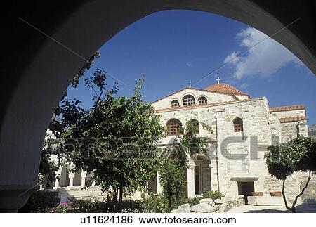 Greece, Paros, monastery, Greek Islands, Parikia, Cyclades, Europe, The Panagia Ekatontapyliani Church in Parikia on Paros Island on the Aegean Sea. View Large Photo Image Stock Photograph - Greece, Paros, monastery, Greek Islands, Parikia, Cyclades, Europe, The Panagia Ekatontapyliani Church in Parikia on Paros Island on the Aegean Sea.. Fotosearch