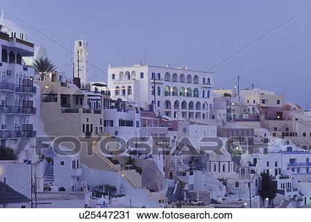 Greece, Santorini, Greek Islands, Fira, Cyclades, Europe, Village of Fira on the steep hillside of Santorini Island on the Aegean Sea. View Large Photo Image Stock Image - Greece, Santorini, Greek Islands, Fira, Cyclades, Europe, Village of Fira on the steep hillside of Santorini Island on the Aegean Sea.. Fotosearch