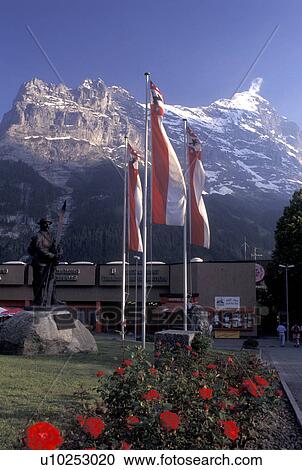Grindenwald, Switzerland, Eiger, Berne, Bern, mountain, alpine statue, alpine resort town, Bernese Oberland. View Large Photo Image Stock Image - Grindenwald, Switzerland, Eiger, Berne, Bern, mountain, alpine statue, alpine resort town, Bernese Oberland.. Fotosearch