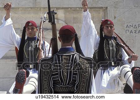 guards, Athens, Greece, Parliament, Europe, Changing of the Guards (evzones) ceremony at the House of the Greek Parliament at Plateia Syntagmatos (Constitution Square) in downtown Athens. View Large Photo Image Picture - guards, Athens, Greece, Parliament, Europe, Changing of the Guards (evzones) ceremony at the House of the Greek Parliament at Plateia Syntagmatos (Constitution Square) in downtown Athens.. Fotosearch