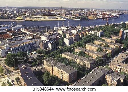 Hamburg, Germany, Elbe River, Europe, Aerial view of Port of Hamburg along the Elbe River. View Large Photo Image Picture - Hamburg, Germany, Elbe River, Europe, Aerial view of Port of Hamburg along the Elbe River.. Fotosearch