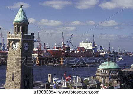 Hamburg, Germany, Elbe River, North Sea, Europe, Port of Hamburg and St. Pauli's Harbor along the Elbe River. View Large Photo Image Picture - Hamburg, Germany, Elbe River, North Sea, Europe, Port of Hamburg and St. Pauli's Harbor along the Elbe River.. Fotosearch