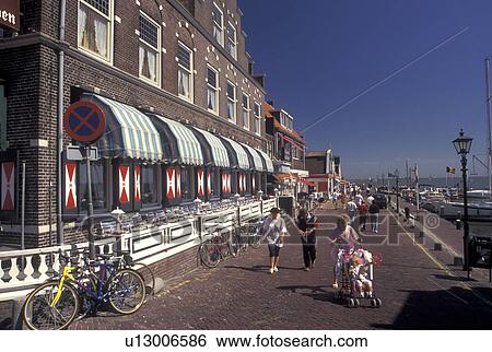Holland, Volendam, Netherlands, Noord-Holland, Europe, Waterfront on the harbor on Markermeer in the town of Volendam. View Large Photo Image Stock Photograph - Holland, Volendam, Netherlands, Noord-Holland, Europe, Waterfront on the harbor on Markermeer in the town of Volendam.. Fotosearch