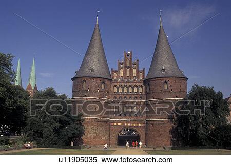 Holsten Gate, Germany, Lubeck, Schleswig-Holstein, Europe, Holstentor a fortified gate with twin towers. View Large Photo Image Stock Photography - Holsten Gate, Germany, Lubeck, Schleswig-Holstein, Europe, Holstentor a fortified gate with twin towers. . Fotosearch