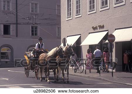 horse drawn carriage, Salzburg, Austria, Carriage tour in downtown Salzburg. View Large Photo Image Stock Photograph - horse drawn carriage, Salzburg, Austria, Carriage tour in downtown Salzburg.. Fotosearch