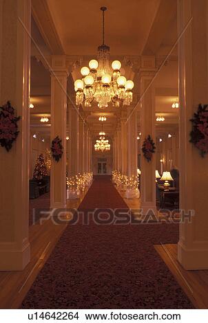 hotel, Bretton Woods, NH, New Hampshire, Main Lobby of Historic Mount Washington Hotel & Resort decorated for the Christmas Holiday. View Large Photo Image Picture - hotel, Bretton Woods, NH, New Hampshire, Main Lobby of Historic Mount Washington Hotel & Resort decorated for the Christmas Holiday.. Fotosearch