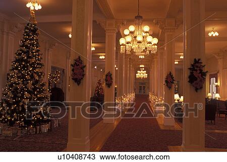 hotel, Bretton Woods, NH, New Hampshire, Main Lobby of Historic Mount Washington Hotel & Resort decorated for the Christmas Holiday. View Large Photo Image Stock Image - hotel, Bretton Woods, NH, New Hampshire, Main Lobby of Historic Mount Washington Hotel & Resort decorated for the Christmas Holiday.. Fotosearch