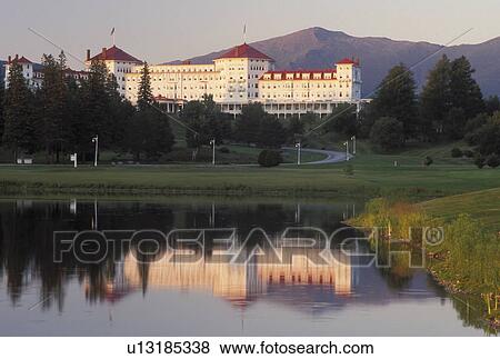 hotel, Bretton Woods, NH, New Hampshire, Scenic view of Historic Mount Washington Hotel & Resort and Mount Washington in the White Mountain National Forest. View Large Photo Image Stock Photo - hotel, Bretton Woods, NH, New Hampshire, Scenic view of Historic Mount Washington Hotel & Resort and Mount Washington in the White Mountain National Forest.. Fotosearch