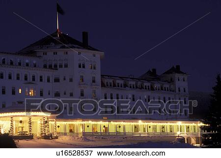 hotel, Bretton Woods, NH, New Hampshire, Historic Mount Washington Hotel & Resort in the evening in the winter in Bretton Woods. View Large Photo Image Stock Photo - hotel, Bretton Woods, NH, New Hampshire, Historic Mount Washington Hotel & Resort in the evening in the winter in Bretton Woods.. Fotosearch