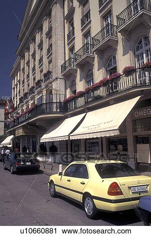 hotel, Geneva, Switzerland, Hotel des Bergues in downtown Geneva. View Large Photo Image Stock Image - hotel, Geneva, Switzerland, Hotel des Bergues in downtown Geneva. . Fotosearch