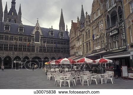 Ieper, outdoor cafT, Belgium, Ypres, West-Vlaanderen, Europe, Outdoor cafTs and restaurants in the Main Square in downtown Ypres. View Large Photo Image Stock Photo - Ieper, outdoor cafT, Belgium, Ypres, West-Vlaanderen, Europe, Outdoor cafTs and restaurants in the Main Square in downtown Ypres.. Fotosearch