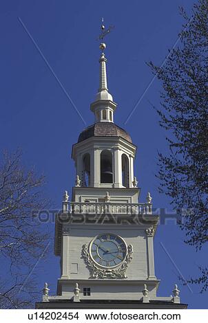 Independence Hall, Philadelphia, Pennsylvania, PA, Steeple of Independence Hall at Independence National Historical Park in downtown Philadelphia. View Large Photo Image Picture - Independence Hall, Philadelphia, Pennsylvania, PA, Steeple of Independence Hall at Independence National Historical Park in downtown Philadelphia.. Fotosearch