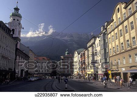 Innsbruck, Austria, Tirol, Alps, Downtown Innsbruck with view of the Alps. View Large Photo Image Stock Photo - Innsbruck, Austria, Tirol, Alps, Downtown Innsbruck with view of the Alps.. Fotosearch