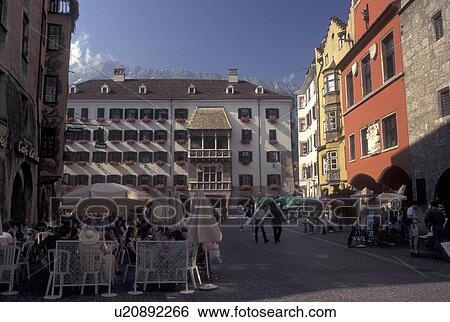 Innsbruck, outdoor cafT, Austria, Tirol, Outdoor cafes and shops along a cobbled pedestrian street in the city of Innsbruck. View Large Photo Image Stock Photograph - Innsbruck, outdoor cafT, Austria, Tirol, Outdoor cafes and shops along a cobbled pedestrian street in the city of Innsbruck.. Fotosearch