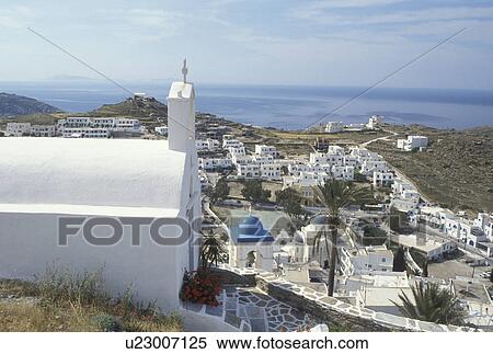 Ios, Greek Islands, Cyclades, Ormos, Greece, Europe, Scenic view of whitewashed church in Hora on Ios Island on the Aegean Sea. View Large Photo Image Stock Photography - Ios, Greek Islands, Cyclades, Ormos, Greece, Europe, Scenic view of whitewashed church in Hora on Ios Island on the Aegean Sea.. Fotosearch