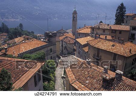 Italy, Moltrasio, Lombardy, Lombardia, Lake Como, Southern Alps, Scenic view of Lake Como from the rooftops of the village of Moltrasio. View Large Photo Image Stock Image - Italy, Moltrasio, Lombardy, Lombardia, Lake Como, Southern Alps, Scenic view of Lake Como from the rooftops of the village of Moltrasio.. Fotosearch