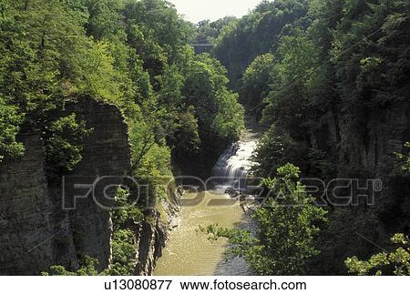 Ithaca, NY, New York, Finger Lakes, Aerial view of waterfalls along Fall Creek. View Large Photo Image Stock Photo - Ithaca, NY, New York, Finger Lakes, Aerial view of waterfalls along Fall Creek.. Fotosearch