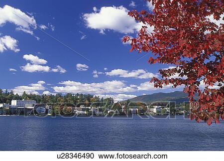 Lake Placid, NY, The Adirondacks, New York, Scenic view of the resort town of Lake Placid and Mirror Lake in the autumn. View Large Photo Image Stock Image - Lake Placid, NY, The Adirondacks, New York, Scenic view of the resort town of Lake Placid and Mirror Lake in the autumn.. Fotosearch
