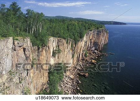 Lake Superior, MN, North Shore Drive, Silver Bay, Minnesota, Palisade Head along the north shore of Lake Superior in Silver Bay. View Large Photo Image Stock Image - Lake Superior, MN, North Shore Drive, Silver Bay, Minnesota, Palisade Head along the north shore of Lake Superior in Silver Bay.. Fotosearch