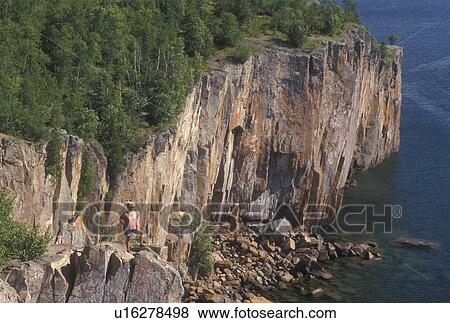 Lake Superior, North Shore Drive, Silver Bay, MN, Minnesota, Palisade Head along the north shore of Lake Superior in Silver Bay. View Large Photo Image Stock Photo - Lake Superior, North Shore Drive, Silver Bay, MN, Minnesota, Palisade Head along the north shore of Lake Superior in Silver Bay.. Fotosearch