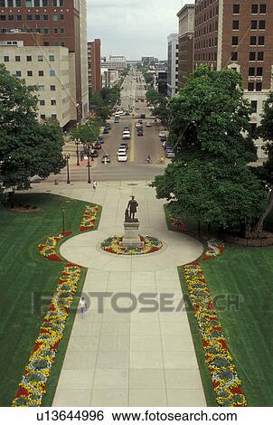 Lansing, MI, Michigan, View of downtown Lansing and Michigan Avenue from the Michigan State Capitol Building. View Large Photo Image Stock Photograph - Lansing, MI, Michigan, View of downtown Lansing and Michigan Avenue from the Michigan State Capitol Building.. Fotosearch
