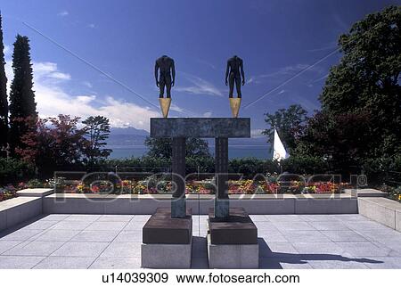 Lausanne, Ouchy, Olympic Museum, Switzerland, Vaud, Statue of a man and woman outside the Musee Olympique in Lausanne View Large Photo Image Stock Photo - Lausanne, Ouchy, Olympic Museum, Switzerland, Vaud, Statue of a man and woman outside the Musee Olympique in Lausanne. Fotosearch