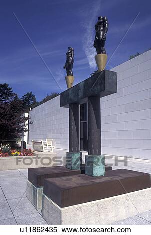 Stock Photography -  Lausanne, Switzerland, Ouchy, Olympic Museum, Vaud, Statue of a man and woman outside the Musee Olympique in Lausanne. Fotosearch