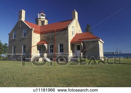 lighthouse, Mackinaw City, MI, Michigan, Old Mackinac Point Lighthouse along the Straits of Mackinaw in Mackinaw City. View Large Photo Image Stock Photograph - lighthouse, Mackinaw City, MI, Michigan, Old Mackinac Point Lighthouse along the Straits of Mackinaw in Mackinaw City.. Fotosearch