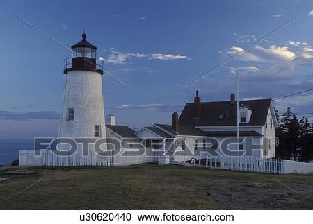 Stock Image -  lighthouse, Pemaquid Point, ME, Maine, Pemaquid Area, Pemaquid Point Lighthouse at Lighthouse Park on Pemaquid Point.. Fotosearch
