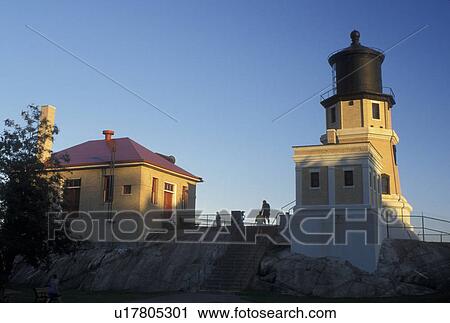 Stock Image -  lighthouse, Two Harbors, MN, Minnesota, Lake Superior, North Shore Drive, Split Rock Lighthouse at Split Rock Lighthouse State Park in Two Harbors.. Fotosearch